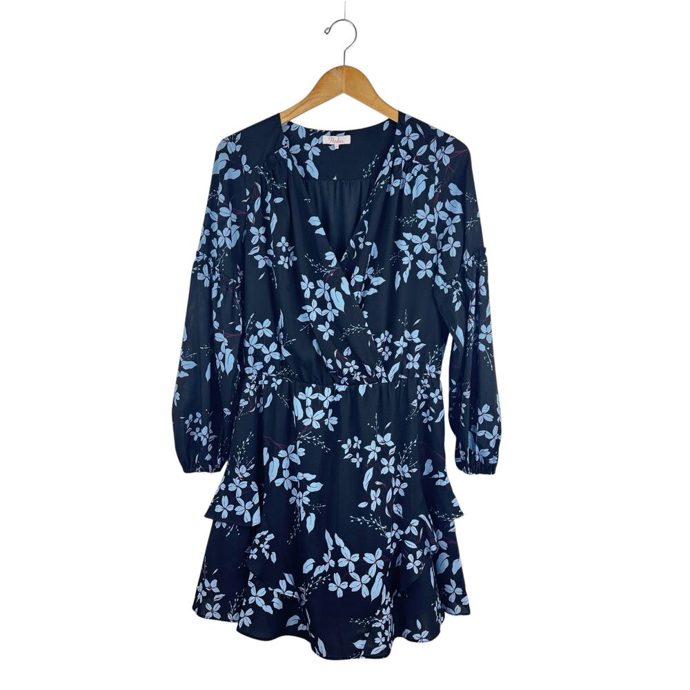 Parker Blue Floral Ruffle Mini Dress